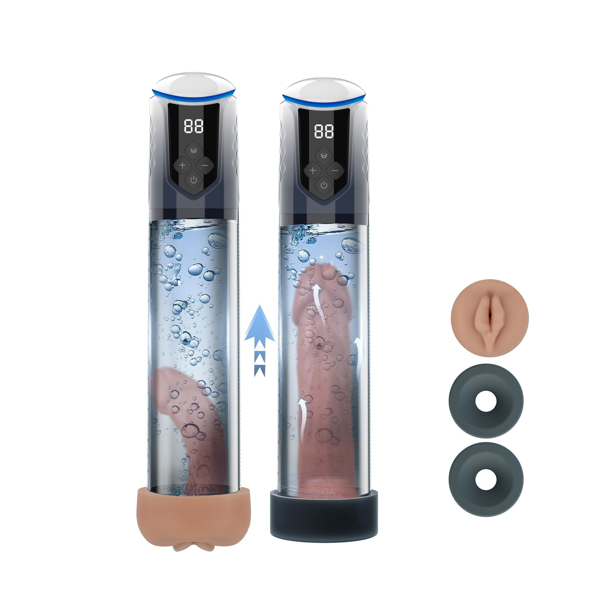 3-in-1 Penis Pump with Auto Suction & Temperature Training | 5 Suction Modes + 5 Training Pressures, LCD Touch Display, USB Rechargeable, IPX7 Waterproof | Hot & Cold Therapy for Size, Stamina & Performance